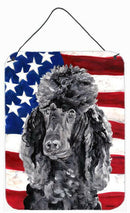 Black Standard Poodle with American Flag USA Wall or Door Hanging Prints SC9626DS1216