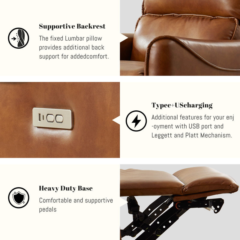 Electric Recliner Chair With Rocker And Swivel Function - Brown, photo 4 of 9