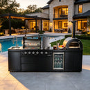 Black 112-Inch Double Stainless Steel Gas Outdoor Kitchen Grill