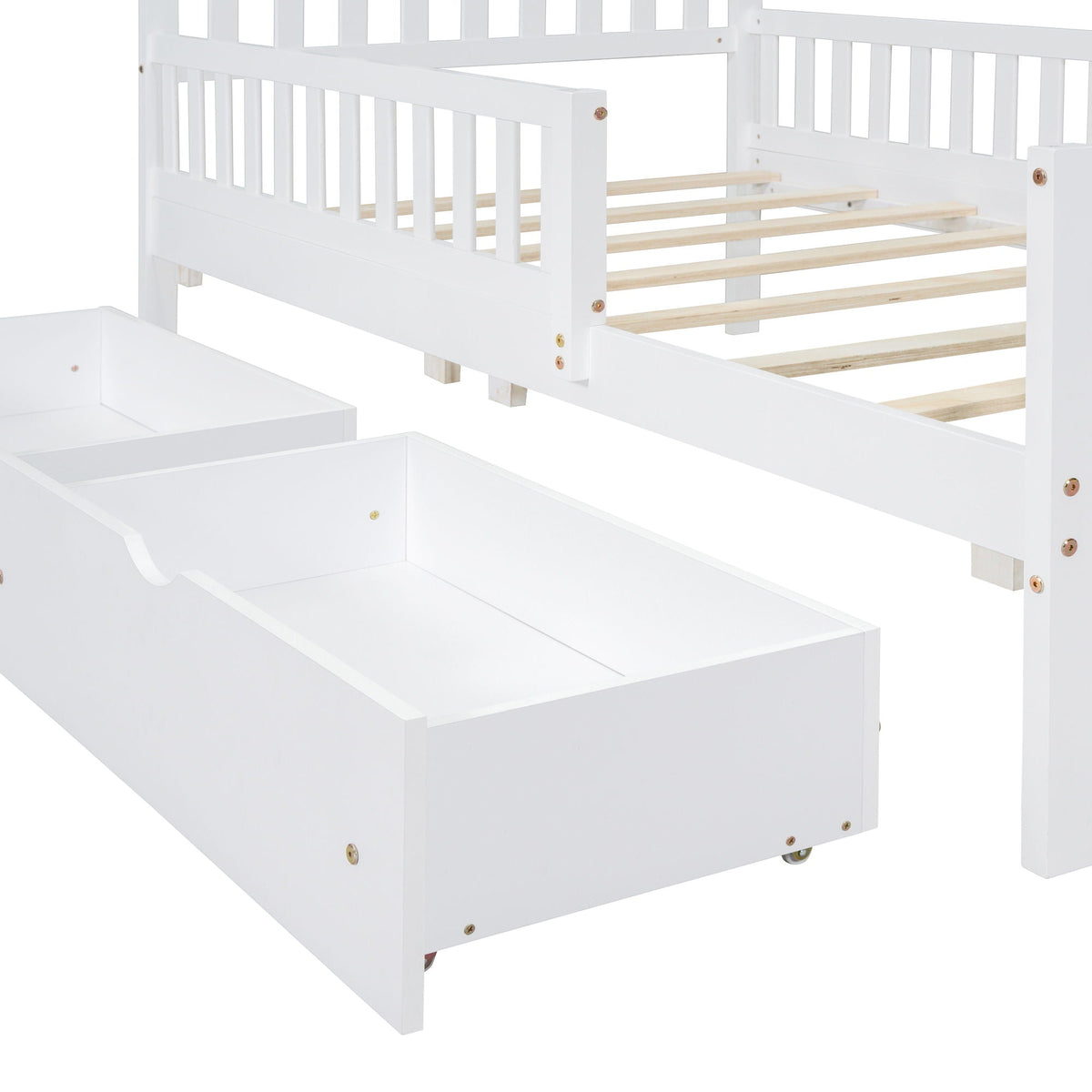 Platform Bed With Guardrails On Both Sides And 2 Storage Drawers, photo 23 of 40