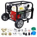 Honda - Gx160 Engine Water Pump 3" 264Gpm With Accessories Kit And Handle Wheel Kit - Black / Red