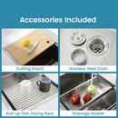 Stainless Steel Kitchen Sink, 33”x22” Single Bowl, Overmount, Brushed Finish by HouseOfZazla