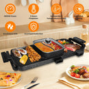 2 in 1 Electric Hot Pot with Grill 2800W Smokeless Non-Stick Korean BBQ Grill Shabu Shabu Hot Pot Combo with Independent Temperature Control 5 Gears F