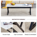 A modern minimalist style white marble patterned coffee table with black metal legs. Computer desk. Game table. Tea table. CT-XX