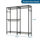 L-Shaped Garment Rack with Adjustable Shelves & 3 Hanging Rods