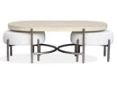 Jennings Transitional Oval Cocktail Table With Two Gray Ottomans