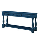 63inch Long Wood Console Table with 3 Drawers and 1 Bottom Shelf for Entryway Hallway Easy Assembly Extra-thick Sofa Table(Navy Blue)