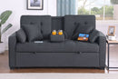 Cody II - Convertible Sleeper Loveseat With Cup Holder, Charging Ports and Pocket - Dark Gray by HouseOfZazla