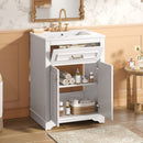 Bathroom Vanity With Integrated Sink, 2 Door Cabinet With Tip Out Drawer, Rectangular Design by Unique Piece Furniture