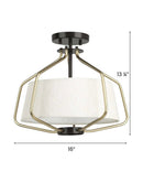 Hangar 2-Light 16"w Semi-Flush Mount/Pendant Convertible Light Fixture Antique Bronze by Progress by LampsUSA