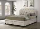 Marianna 4-drawer Upholstered Eastern King Storage Bed Cream