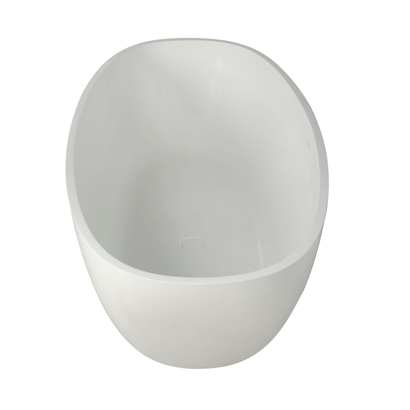 65.2" Freestanding Solid Surface Soaking Bathtub For Bathroom - Matte White, photo 2 of 11