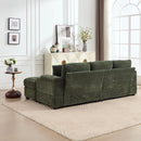 Convertible Sectional Sofa Bed Set With Armrest Storage, Cup Holder, USB, 4 Seater - Green by Unique Piece Furniture