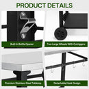 2-Tier Outdoor Grill Cart with Stainless Steel Top, Large Wheels & Tool Hooks by HouseOfZazla