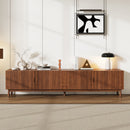 TV Stand With Legs, Media Console, 4 Cabinets For Living Room - Natural Wood by HouseOfZazla
