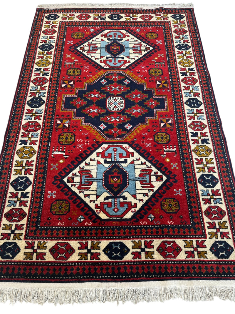 Armenian Yerevan Wool Rug – 4’6” x 6’11” – Hand-Knotted Geometric Design