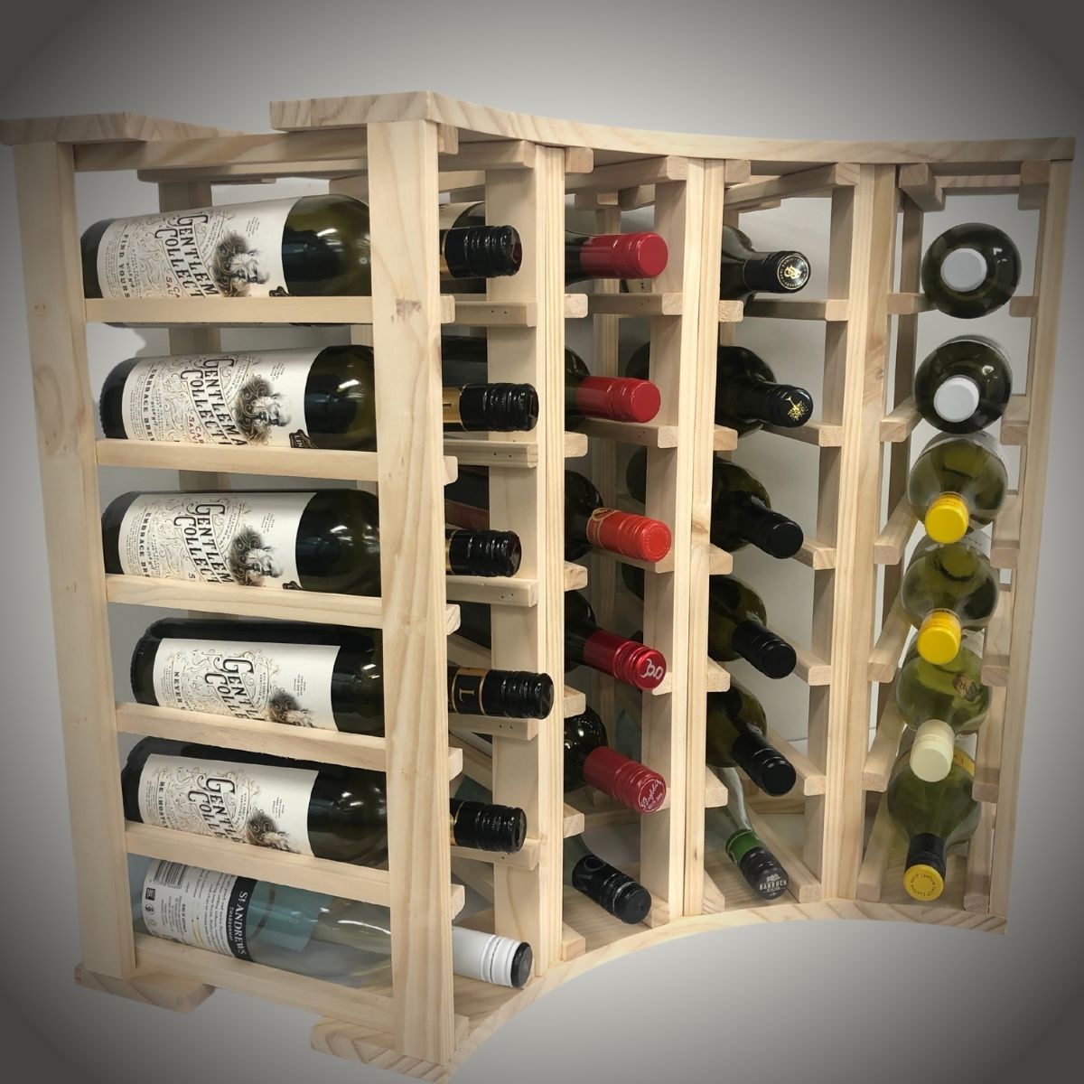4-Column 24-Bottle Curved Corner Wine Cube - 18mm Thick