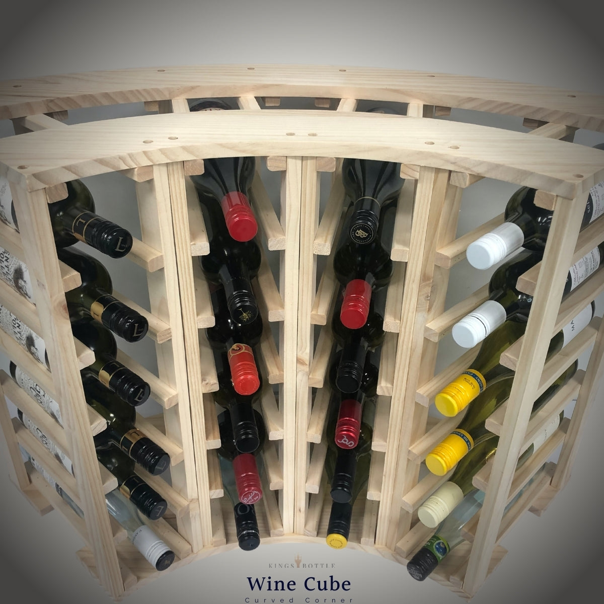 4-Column 24-Bottle Curved Corner Wine Cube - 18mm Thick, photo 2 of 15