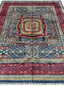 Hand-Knotted Mamluk Wool Rug – 8'4" x 9'9" – Intricate Geometric Masterpiece