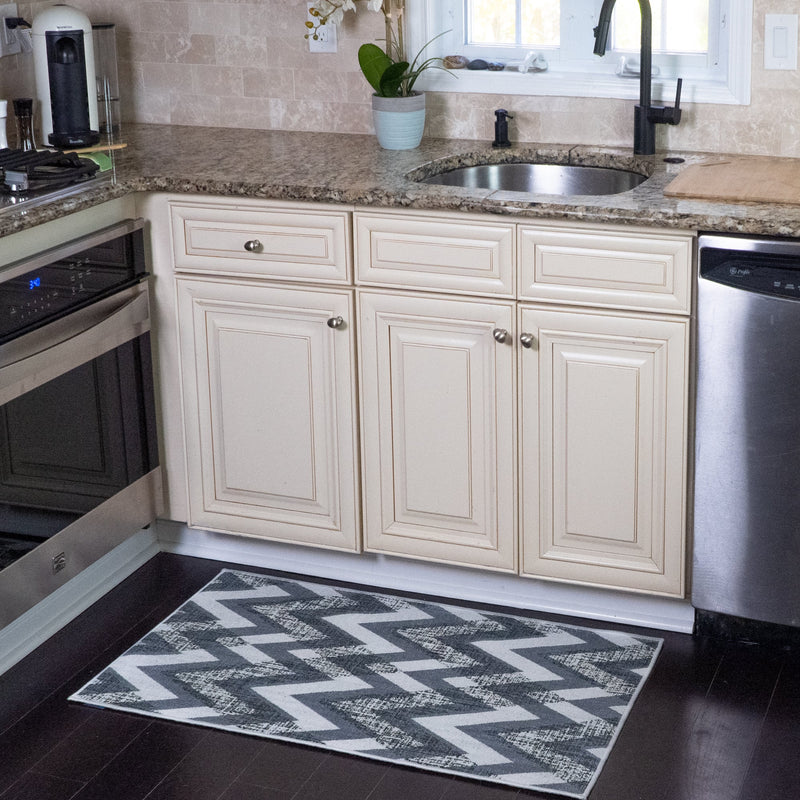 Chevron Design Multipurpose Floor Mat | 24"x44" | Gray
