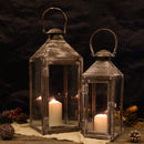 17.5 & 13.5inch Antique Grey Brush Decorative Lanterns ( Set of 2 ) by JHY DESIGN