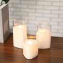 Set of 3 Glass Battery Operated Triangle Flameless Candles by JHY DESIGN