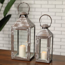 17.5 & 13.5inch Antique Grey Brush Decorative Lanterns ( Set of 2 ) by JHY DESIGN