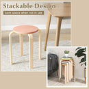 Set of 4 Bentwood Stackable Stools Dining Stools with Round Tops-Multicolor