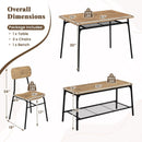 4 Piece Dining Table Set for 4 Metal Frame with Bench and 2 Chairs-Brown by LJGDeals