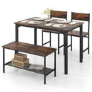 4 Pieces Rustic Dining Table Set with 2 Chairs and Bench by LJGDeals