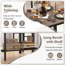 4 Pieces Rustic Dining Table Set with 2 Chairs and Bench-Gray