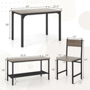 4 Pieces Rustic Dining Table Set with 2 Chairs and Bench by LJGDeals