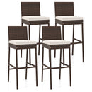 2 Pieces Patio Cushioned Wicker Barstools with Cozy Footrest-Set of 2 by DirectDeals