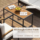 4 Pieces Patio Conversation Set with Acacia Wood Armrests and Tabletop and Cushions-White by DirectDeals