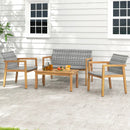 4-Piece Patio Furniture Set with Loveseat Single Chairs and Coffee Table by LJGDeals