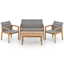 4-Piece Patio Furniture Set with Loveseat Single Chairs and Coffee Table by LJGDeals