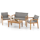 4-Piece Patio Furniture Set with Loveseat Single Chairs and Coffee Table by LJGDeals