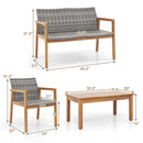 4-Piece Patio Furniture Set with Loveseat Single Chairs and Coffee Table by LJGDeals