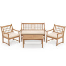 4 Piece Wood Patio Furniture with Armchairs Loveseat and Coffee Table by LJGDeals