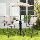 4 Pieces Outdoor Bar Set with Umbrella-Beige by LJGDeals