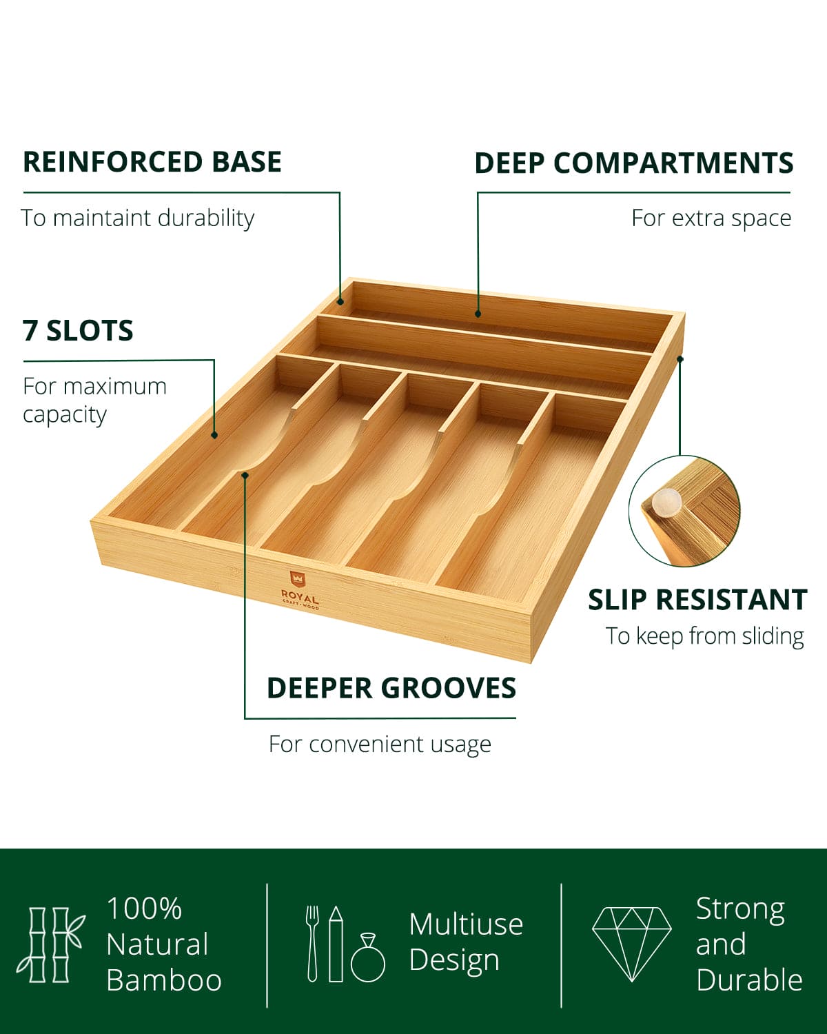 Basic Silverware Drawer Organizer, Natural, photo 7 of 9