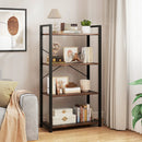 4-Tier Bookshelf with Heavy Duty Metal Frame Industrial Display Shelf-Rustic Brown by LJGDeals