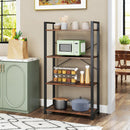 4-Tier Bookshelf with Heavy Duty Metal Frame Industrial Display Shelf-Rustic Brown by LJGDeals
