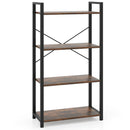 4-Tier Bookshelf with Heavy Duty Metal Frame Industrial Display Shelf-Rustic Brown by LJGDeals