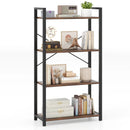 4-Tier Bookshelf with Heavy Duty Metal Frame Industrial Display Shelf-Rustic Brown by LJGDeals