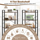 4-Tier Bookshelf with Heavy Duty Metal Frame Industrial Display Shelf-Rustic Brown by LJGDeals