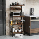 4-Tier Kitchen Bakers Rack with Power Outlet and 8 Hooks-Rustic Brown by LJGDeals