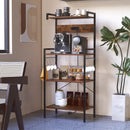 4-Tier Kitchen Bakers Rack with Power Outlet and 8 Hooks-Rustic Brown by LJGDeals