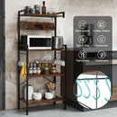 4-Tier Kitchen Bakers Rack with Power Outlet and 8 Hooks-Rustic Brown by LJGDeals