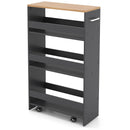 4-Tier Rolling Storage Cart Slim Kitchen Cart on Wheels with Open Shelves and Handle by LJGDeals